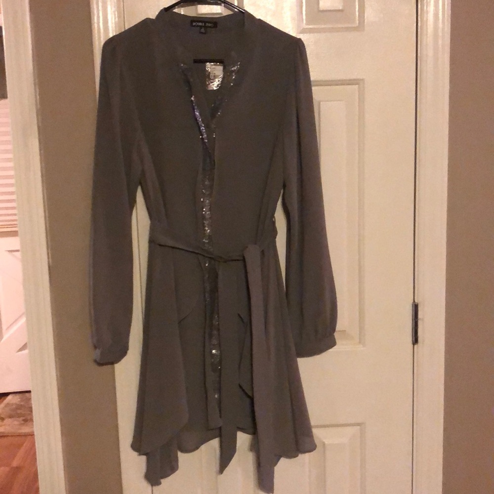 Grey Button Down Sequin Dress